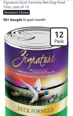 12 pack Zignature Duck Formula Wet Dog Food
13oz, case of