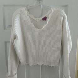Francesca’s Women’s White Small Pullover Sweater 