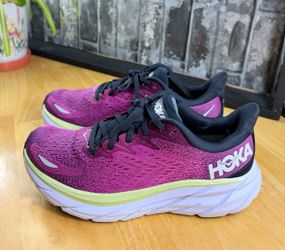 Hoka One One Clifton 8 Women’s Blue Graphite/Ibis Rose Mesh Sneakers 8B