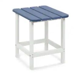 Questions and Answers for Aoodor 18 in. Navy Blue Outdoor Rectangle Side Table Patio End Table $20 Number 106