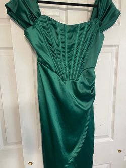 Emerald Green Satin Corset Gown