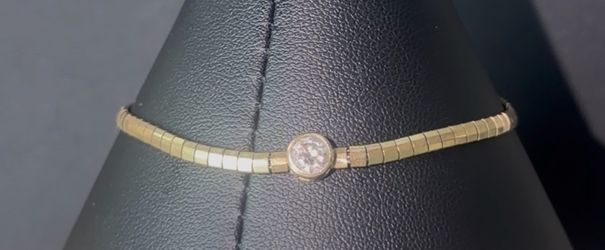 14k 7 inch bracelet single stone yellow gold
