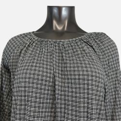 Michael Kors Black and White Gingham Jersey Top 