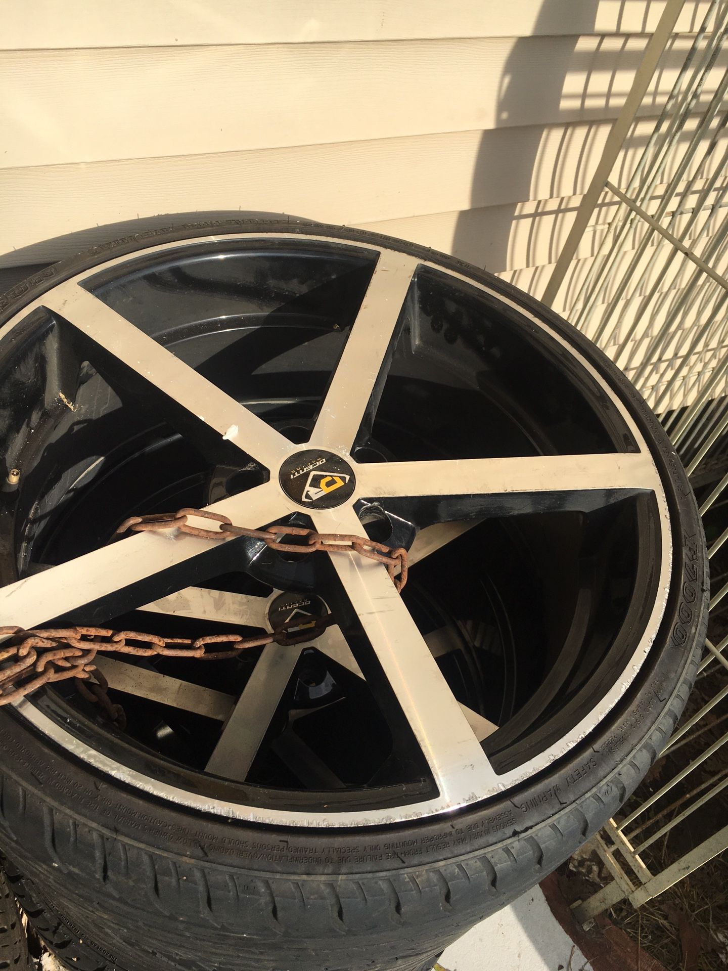 20” rims and tires they will fit on Ford car 5 lug