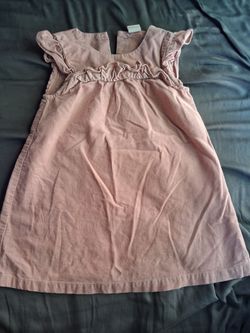 Girls Pink Corduroy Ruffle Dress