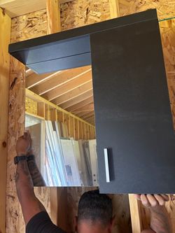 Vanity mirror in black with shelf