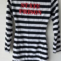 LEG AVENUE SEXY INMATE COSTUME / Matching Striped Stocking Included!!! BRAND NEW/NEVER WORN!!🎃🚔