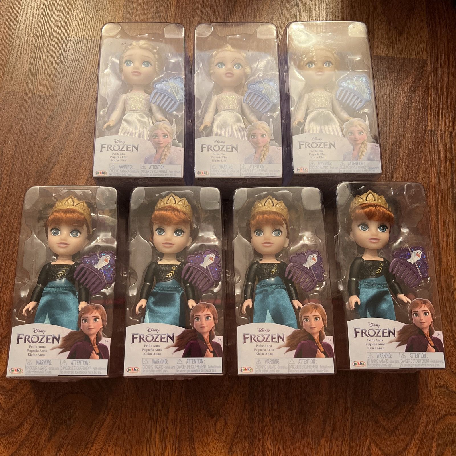 Lot Of 7 Frozen Dolls-4 Anna & 3 Elsa Petite Dolls