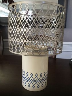 Yankee Candle "Blue Argyle Lamp" Jar/Pillar Holder
