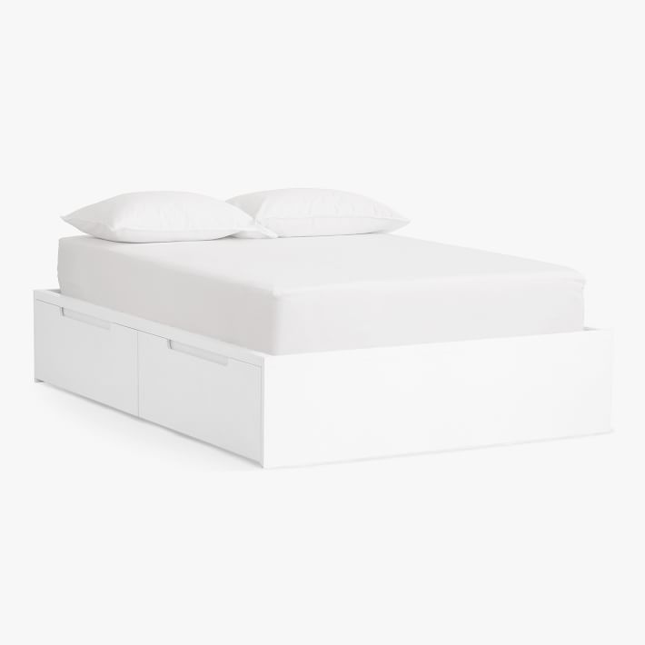 West Elm Arlen Storage Bed, Full, Simply White + Mattress