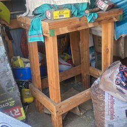 Built wooden outdoor work stands
