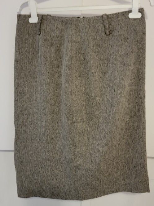 Anne Klein Black Brown Pattern Pencil Skirt Womens Size 12 Zipper 