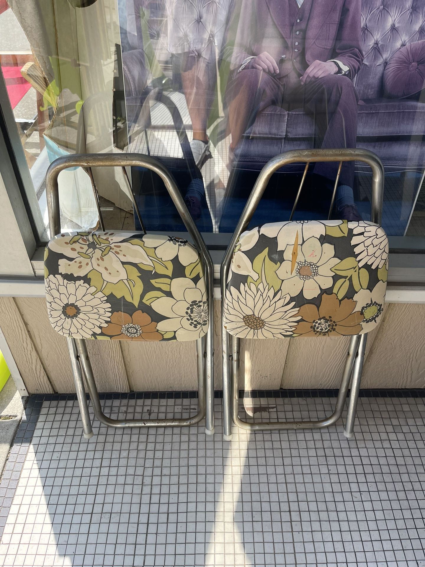 Vintage Pair Of Childs Folding Chairs