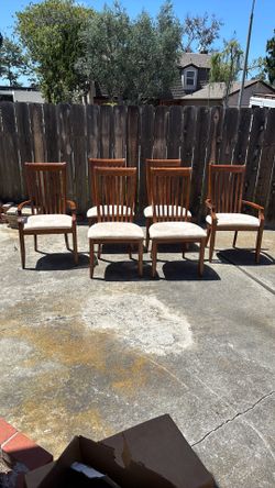 Set of 6 Walnut Finish Dining Chairs