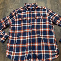 Men’s Blue And Orange Long Sleeve Flannel Shirt Size XL By George #15