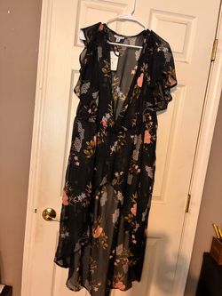 Black Floral maxi Sheer swimsuit cover up