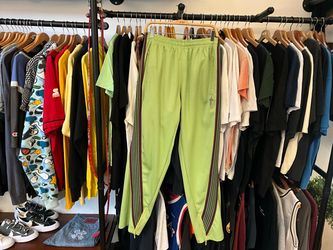 GV Gallery Limon Sweatpants Lime Green Burgundy Stripe Size Large