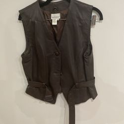 Vintage 90s Sarah Chapman Brown Leather Vest Lambskin Women’s Vest Size Medium