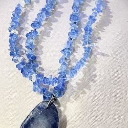 Blue Quartz Statement Necklace – Hand-Strung, One of a Kind