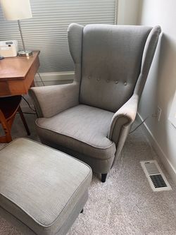 Wingback chair and ottoman - IKEA Strandmon
