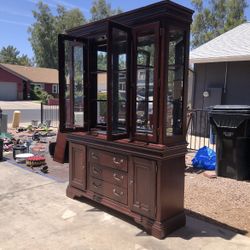 Wood Antique Table With 6 Chairs And Tv Stand 
