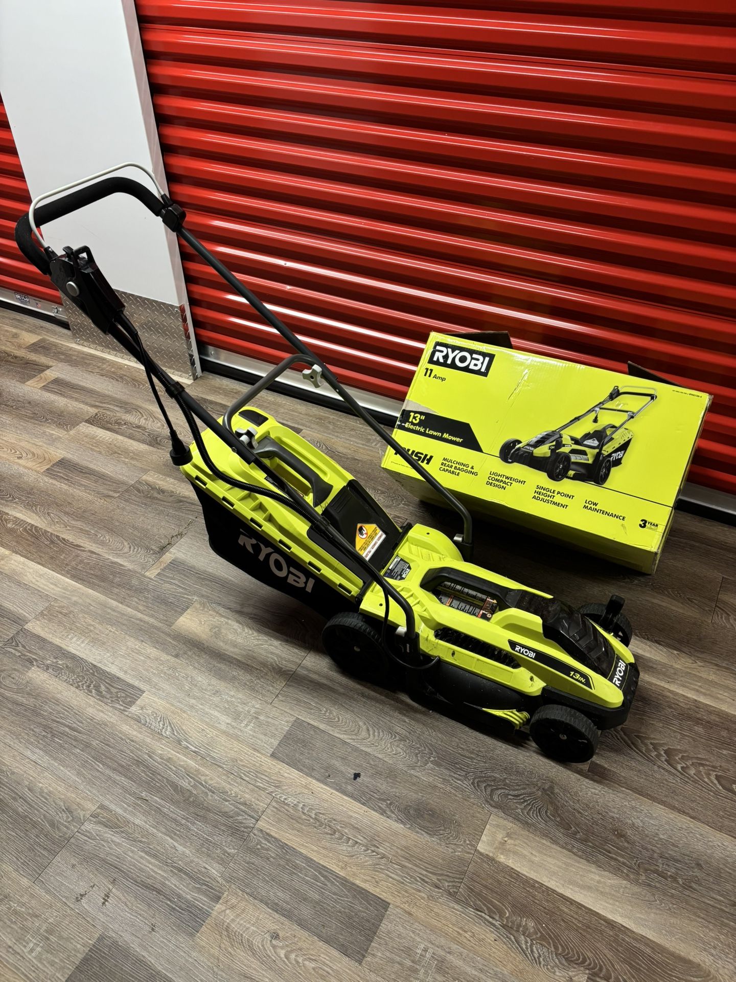 Ryobi 13in 11amp Electric Corded Walk Behind Push Lawn Mower! Brand New!