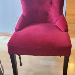 Red Velvet Accent Chair – Needs Repair / Upholstery Project