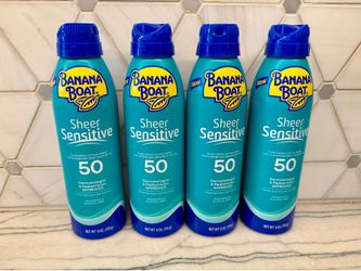 Banana Boat Sheer Sensitive sunscreen spray, SPF 50, UVA/UVB broad spectrum. New