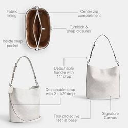 Authentic Coach Signature Canvas Bucket Bag – Like New – Dust Bag & Extra Strap