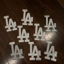 Lot Of 8 Large Iron On LA Dodgers Patches White 3.5x2.5in