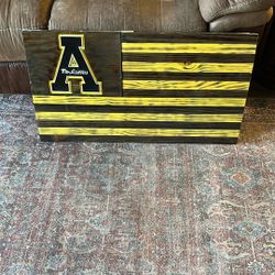 App State Handmade Wooden Flag