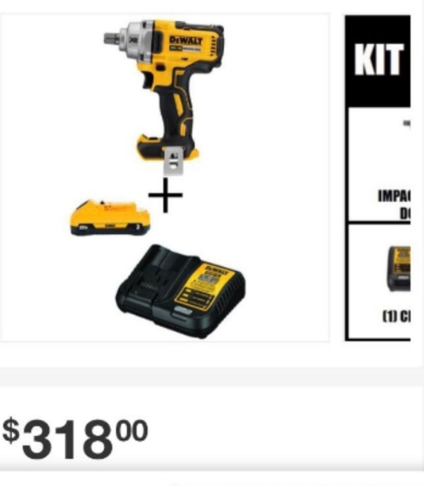 Impact Wrench XR 1/2" Dewalt 20v Combo+ Battery 3.0 Ah + Charger.