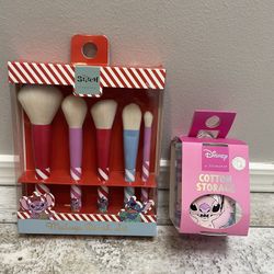 NWT Stitch Makeup Brush And Cotton Storage