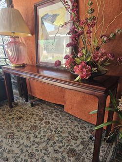 Long Vintage Rosewood Console with Ming Legs
