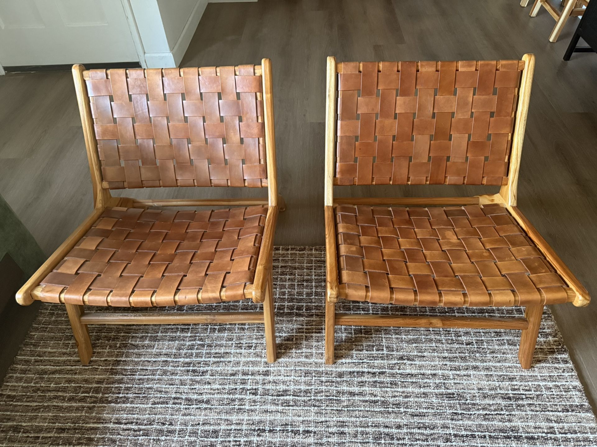 Wove Leather Chairs (2)