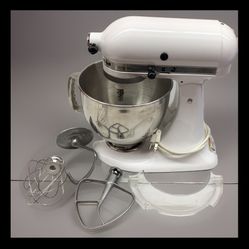 KitchenAid Artisan Tilt Head Mixer-10 Speed White W/3 Attachments Bowl