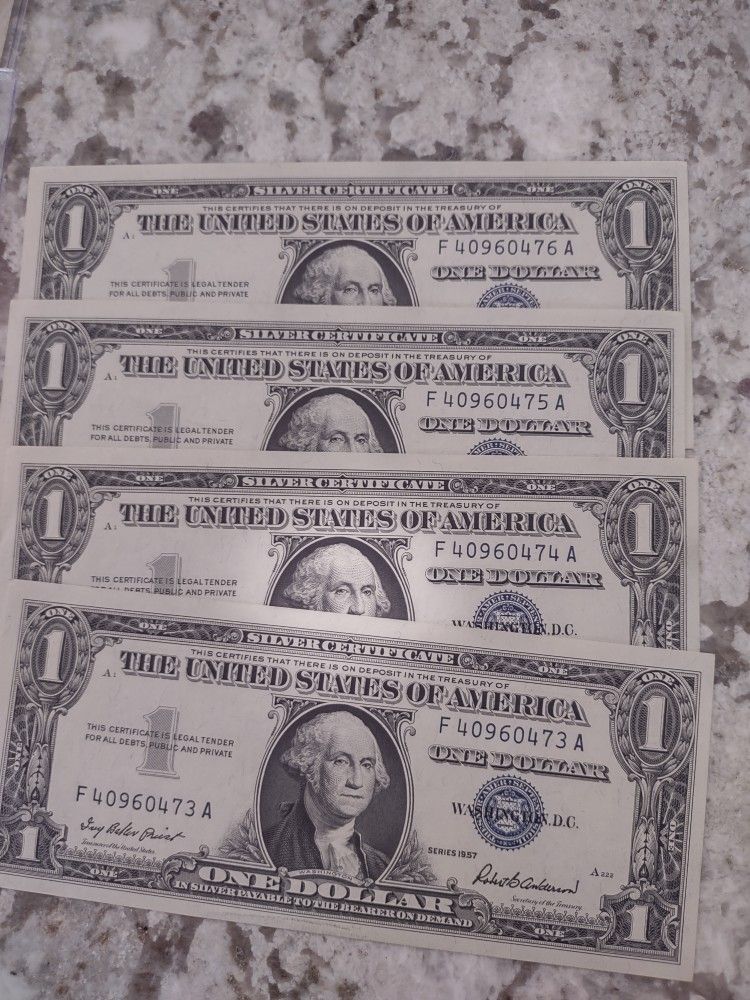 Dollar Bills Silver Certificate New Ones 1957