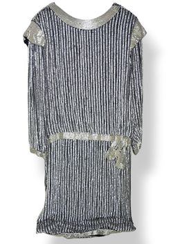 Vintage 80's Dress w/ Tags 20's Style Silver Sparkle See Description & All Pictures