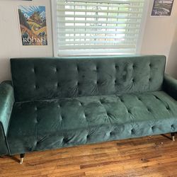 Green Velvet Futon Couch