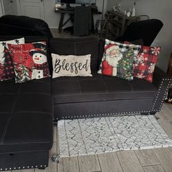 Yoglad Living Room Furniture, Convertible L-Shaped Sectional Sofa, Pull Out Bed Sleeper Couch Lounge