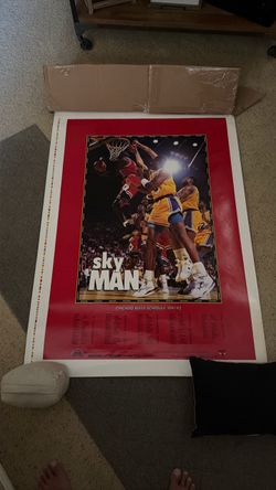 RARE 1991-92 Michael Jordan "Sky Man" Bulls Schedule Poster - Uncut Printer Proof