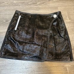 ABS Glossy Black New Mini Skirt With Zebra Lining SZ 8