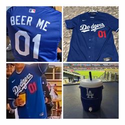 Dodgers jersey, size large. Dodgers Cooler cup