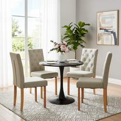 Homy Casa Clift 5 Piece Dining Table Set 31.5” Table with 4 Douro Upholstered Chairs,Beige (Local Pickup Only)