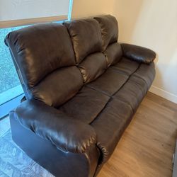 Leather Brown Reclining Couch