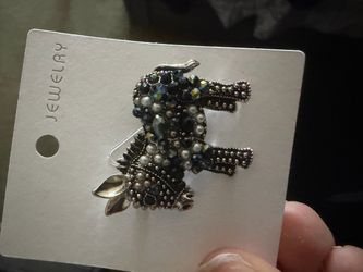 Donkey Brooch Pin with Rhinestones