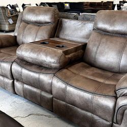 🍄 Nx6001 2 Pc Sofa | Sectional-Brown | Recliner loveseat | Leather Recliner | Loveseat | Couch | Sleeper| Living Room Furniture| Garden Furniture | P