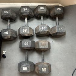 Dumbbells weights pairs of 95,90,85 540lbs total