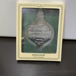 Vintage Hallmark Keepsake clear acrylic Friendship Christmas ornament w box 1983