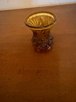 Vintage Antique Amber Glass Toothpick Holder Miniature Vase